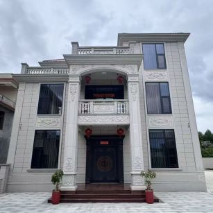 清远 芝麻白石材别墅干挂案例展示