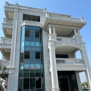 清远 芝麻白花岗岩别墅外墙干挂效果展示