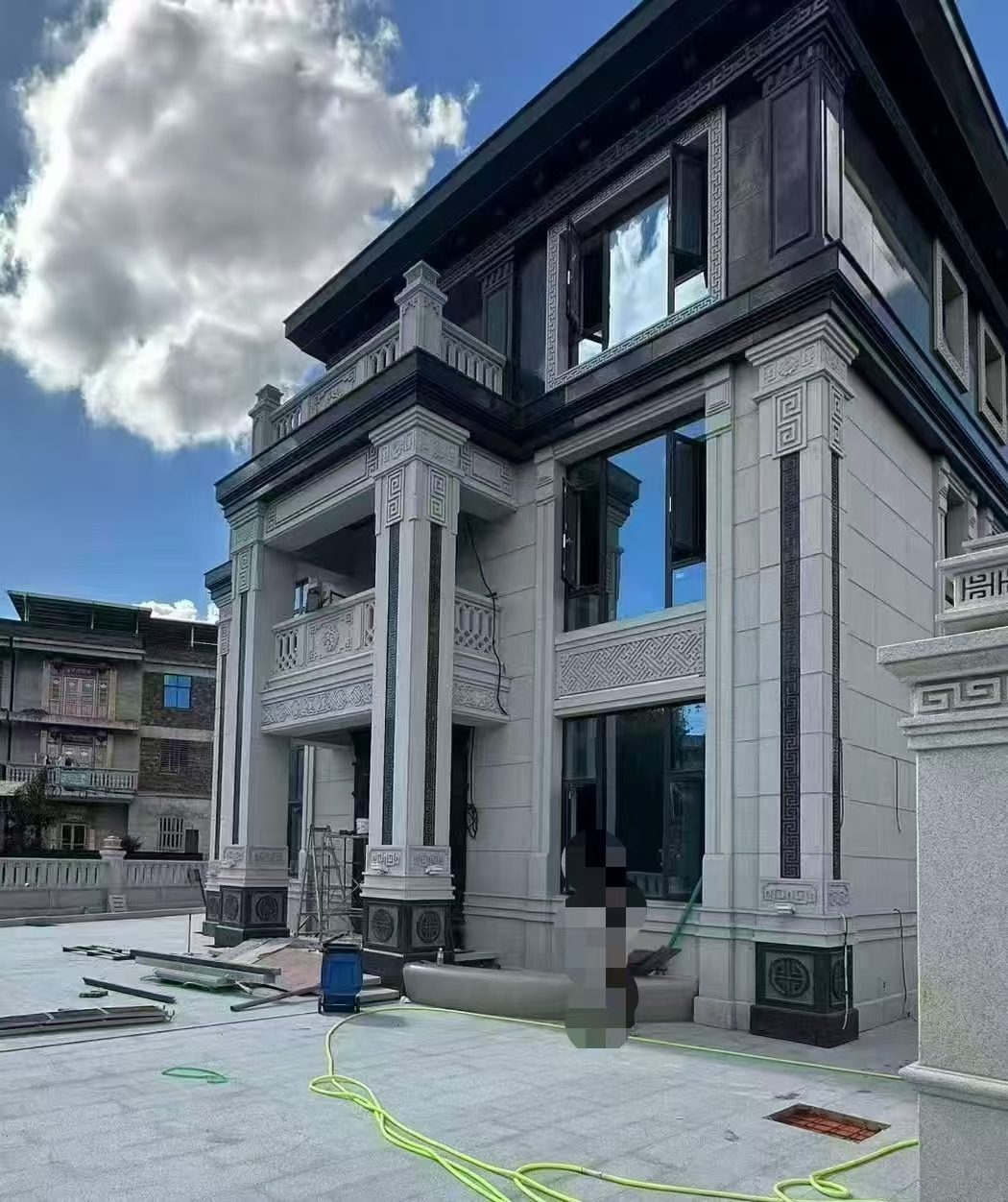 清远 别墅干挂，芝麻白与芝麻黑完美配合