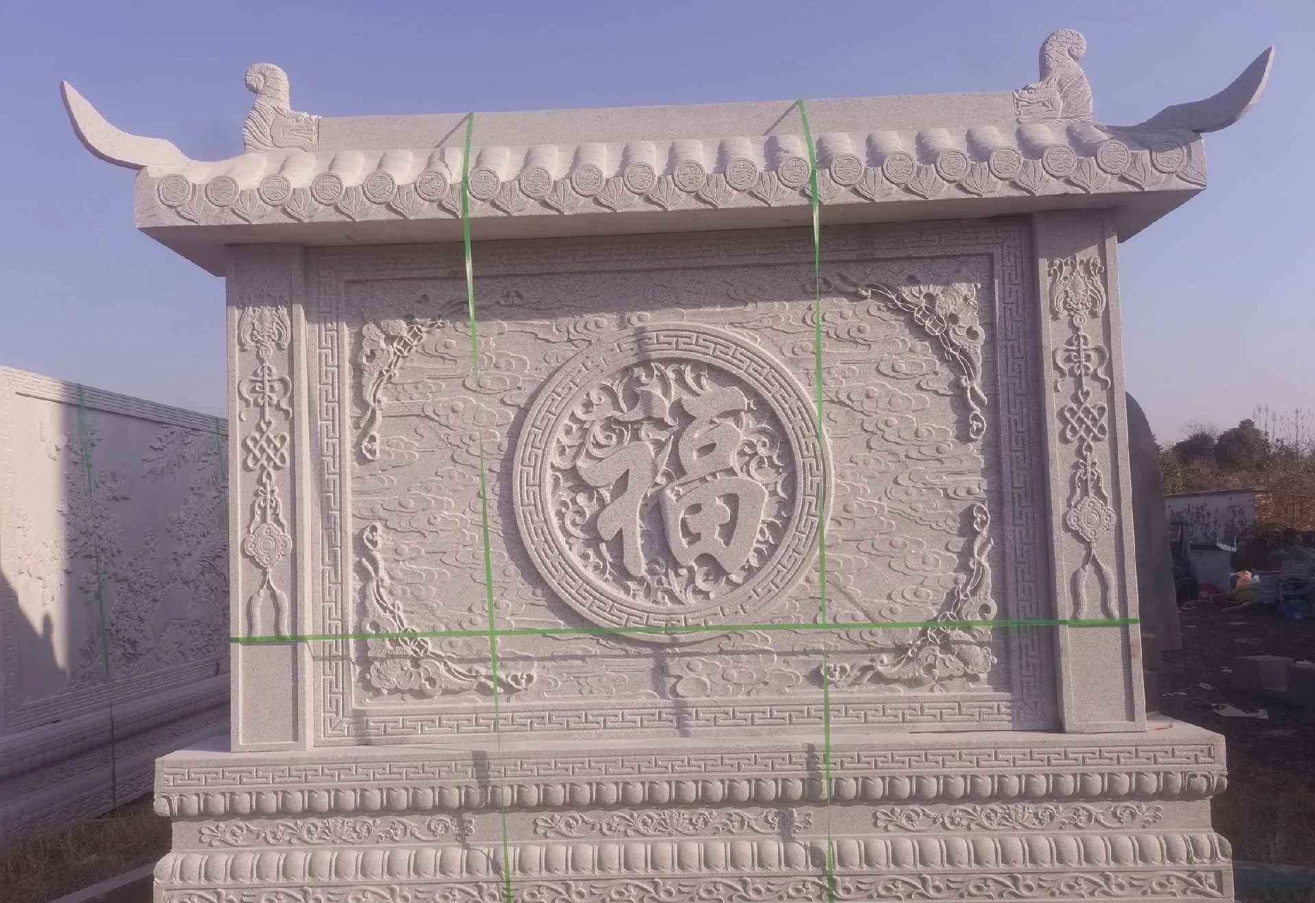 清远 芝麻白花岗岩屏风，照壁，影壁